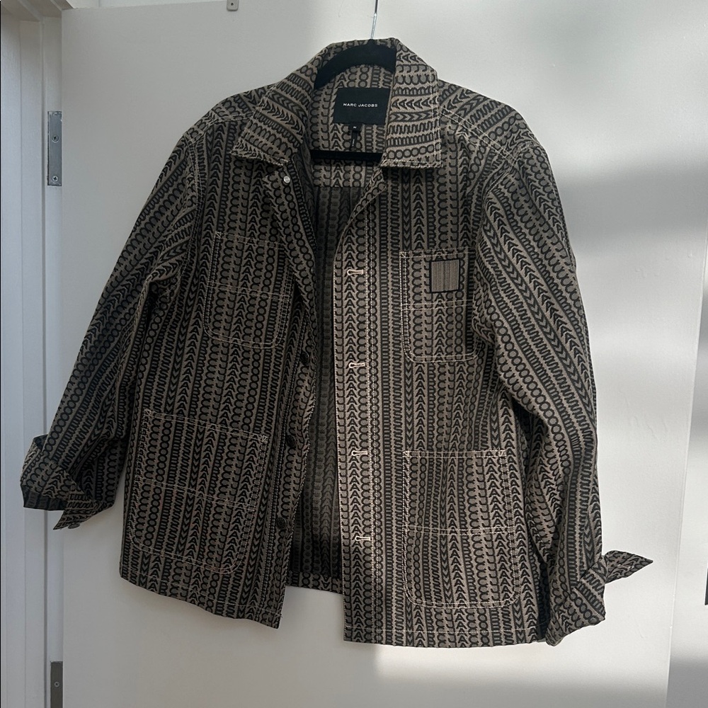 Marc Jacobs Beige & Black Patterned Lightweight Shirt Jacket